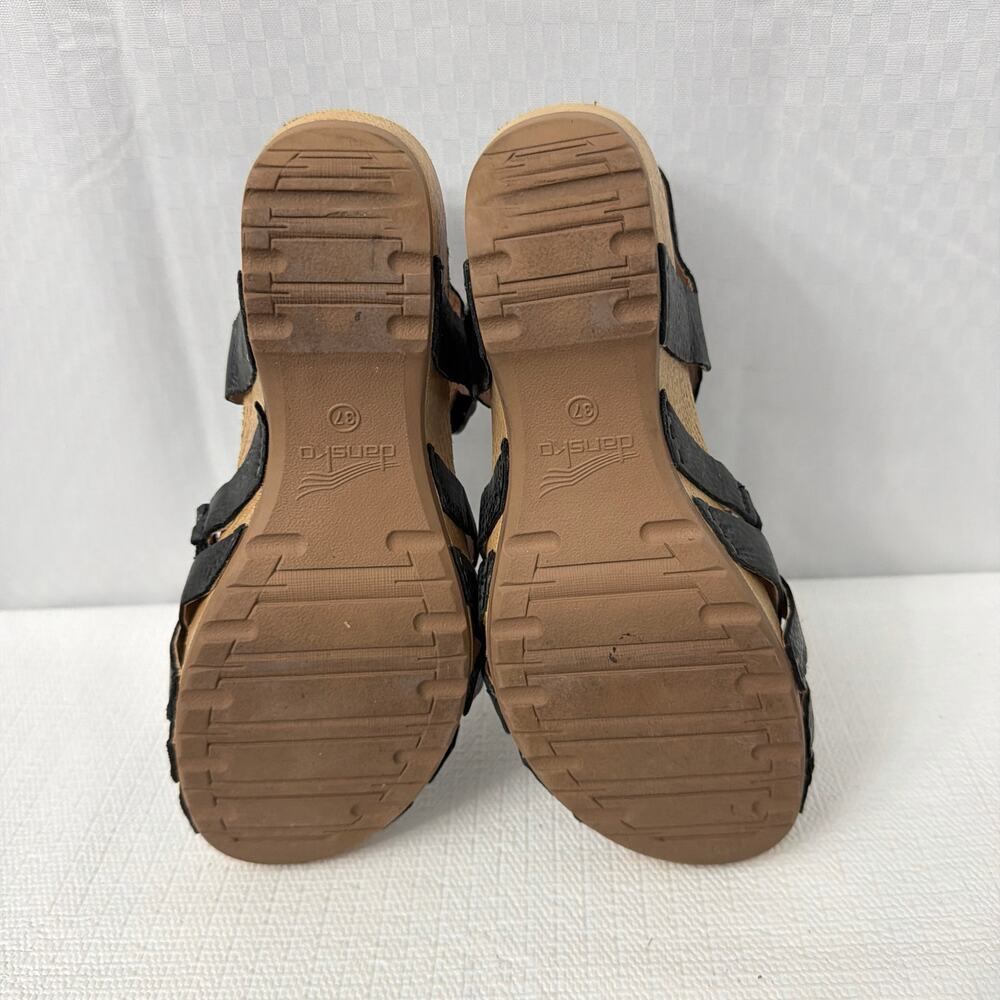 Dansko Sandals Womens Size 7 Tinley Wedge Black Leather Strappy Slingback 37 - Picture 11 of 11